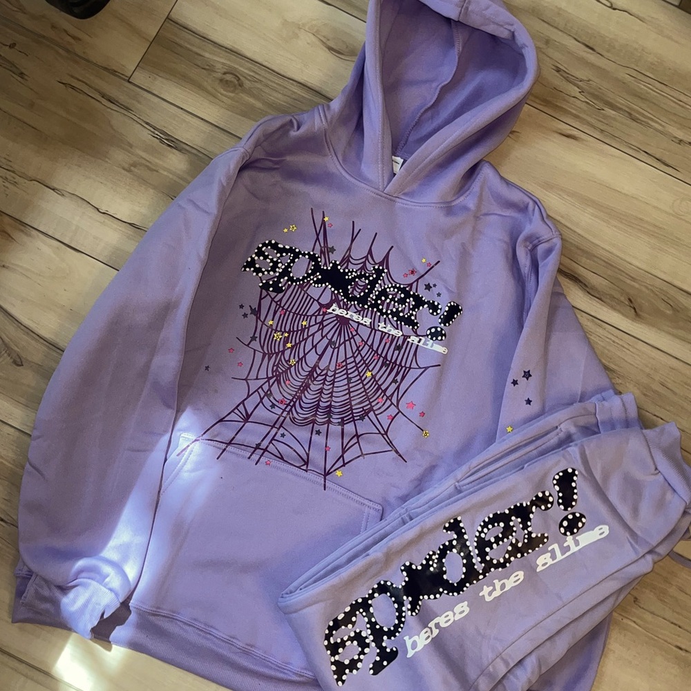 Sp5der light purple sweat set